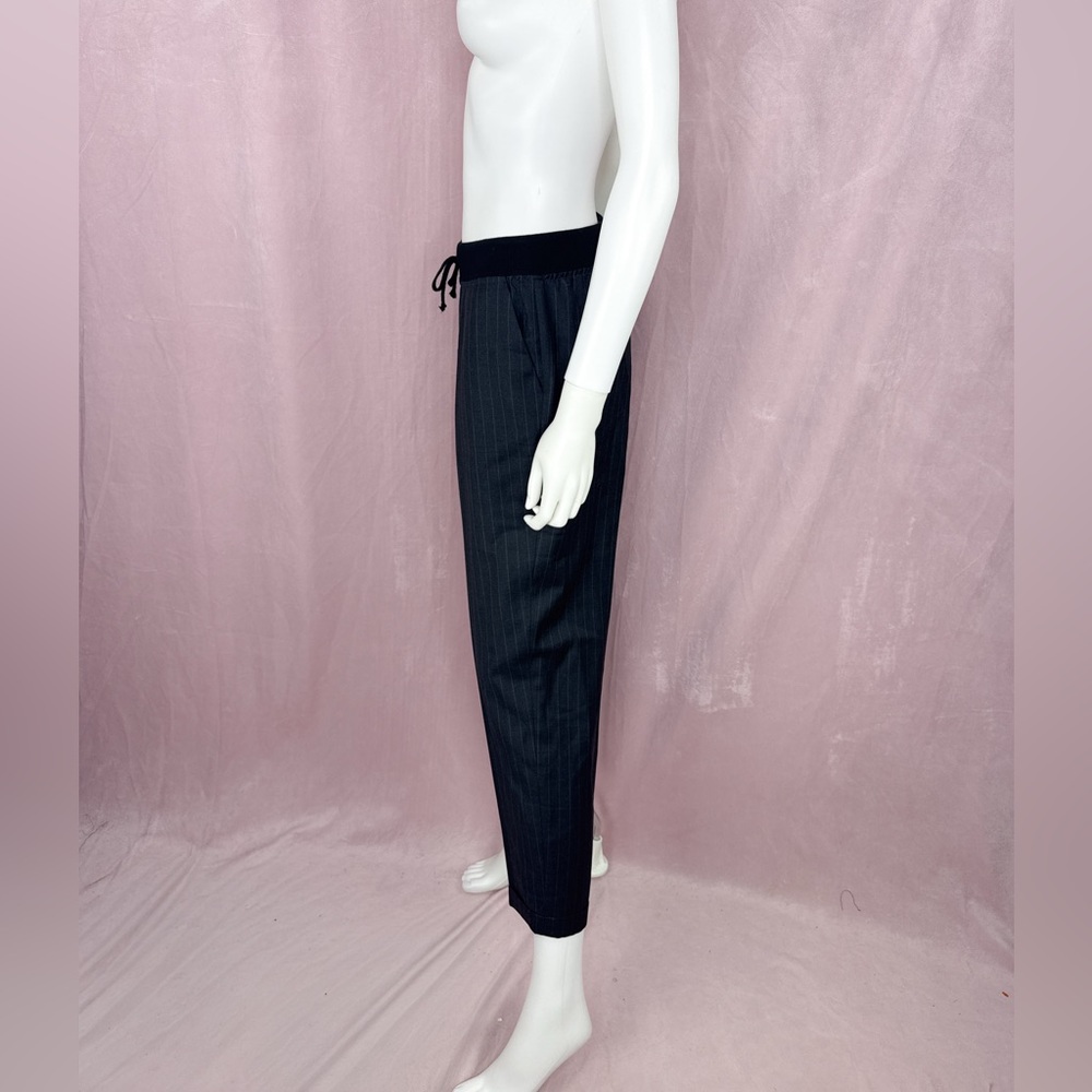 QL2 Womens 100% Wool Blue Gray Pinstripe Straight Leg Pants Trousers Size 6 - Picture 2 of 8